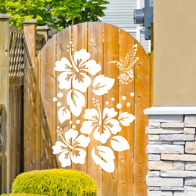 zosylley Large Flower Stencils for Wood Fence Hibiscus Stencil for Painting on Walls Furniture Fabrics DIY Decor - Image 1